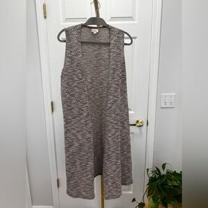 LuLaRoe Brown and Cream Knit Cardigan Size L